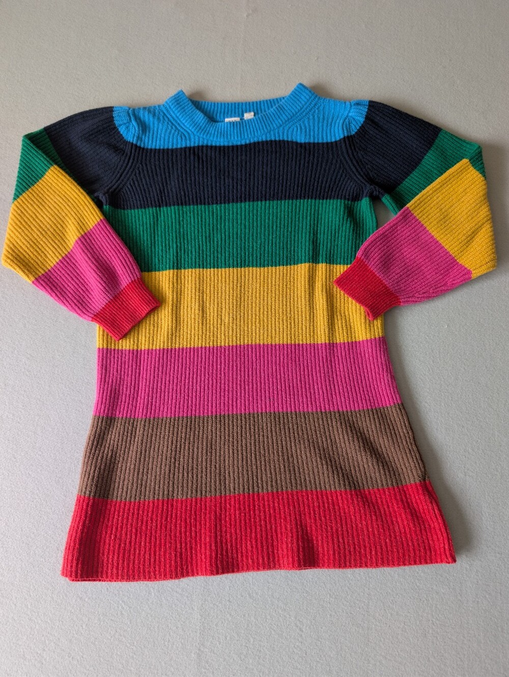 Gap Girls Rainbow Colorblock Stripe Knit Sweater Dress Cotton Blend Sz XL 12 image 2